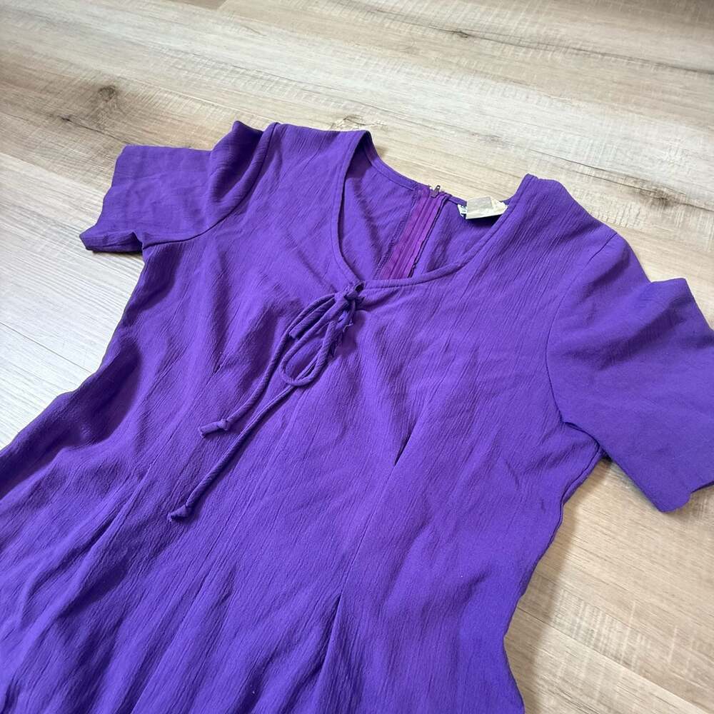 Vintage M Collection Purple Short Sleeve Wide Leg Jumpsuit Size M - Picture 7 of 9